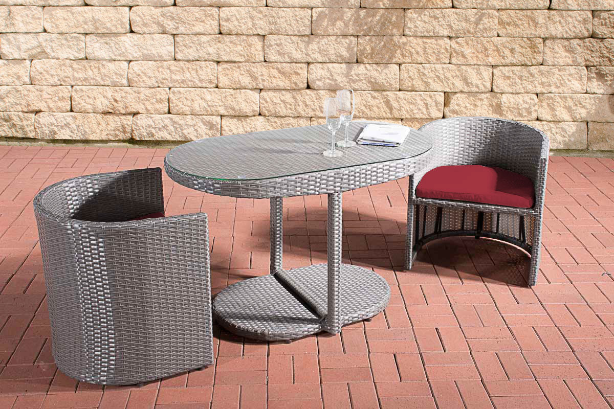 CLP Sitzgruppe Bayamo Flachrattan Rubinrot – Produktabbildung 2