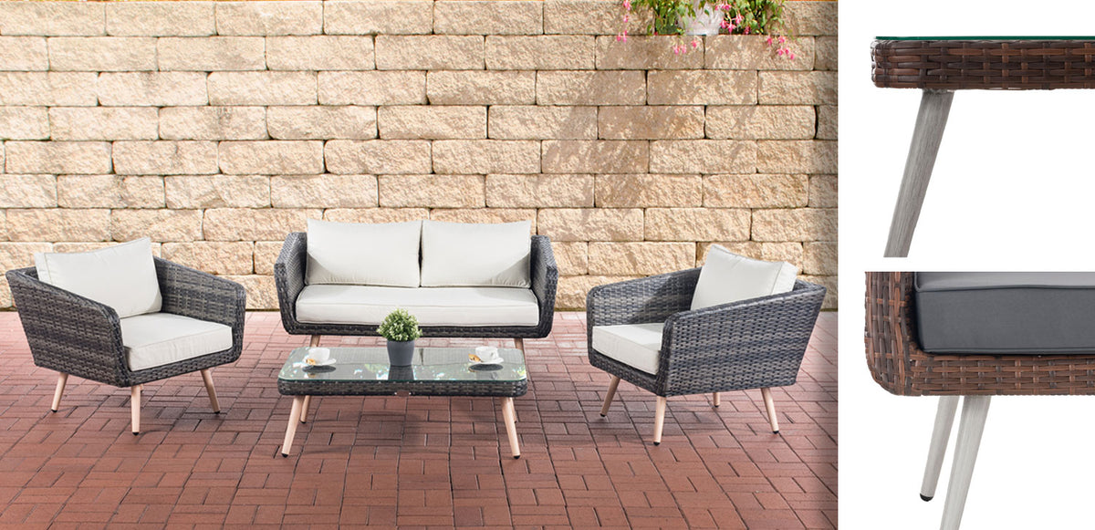 CLP Lounge-Set Trosa Flachrattan Eisengrau 45 cm (Hellgrau) – Produktabbildung 3