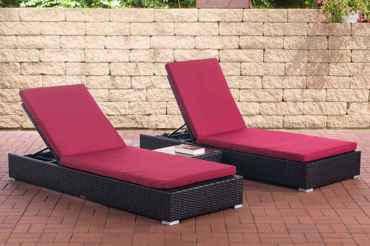 CLP 2x Sonnenliege Nadi mit Tisch rubinrot