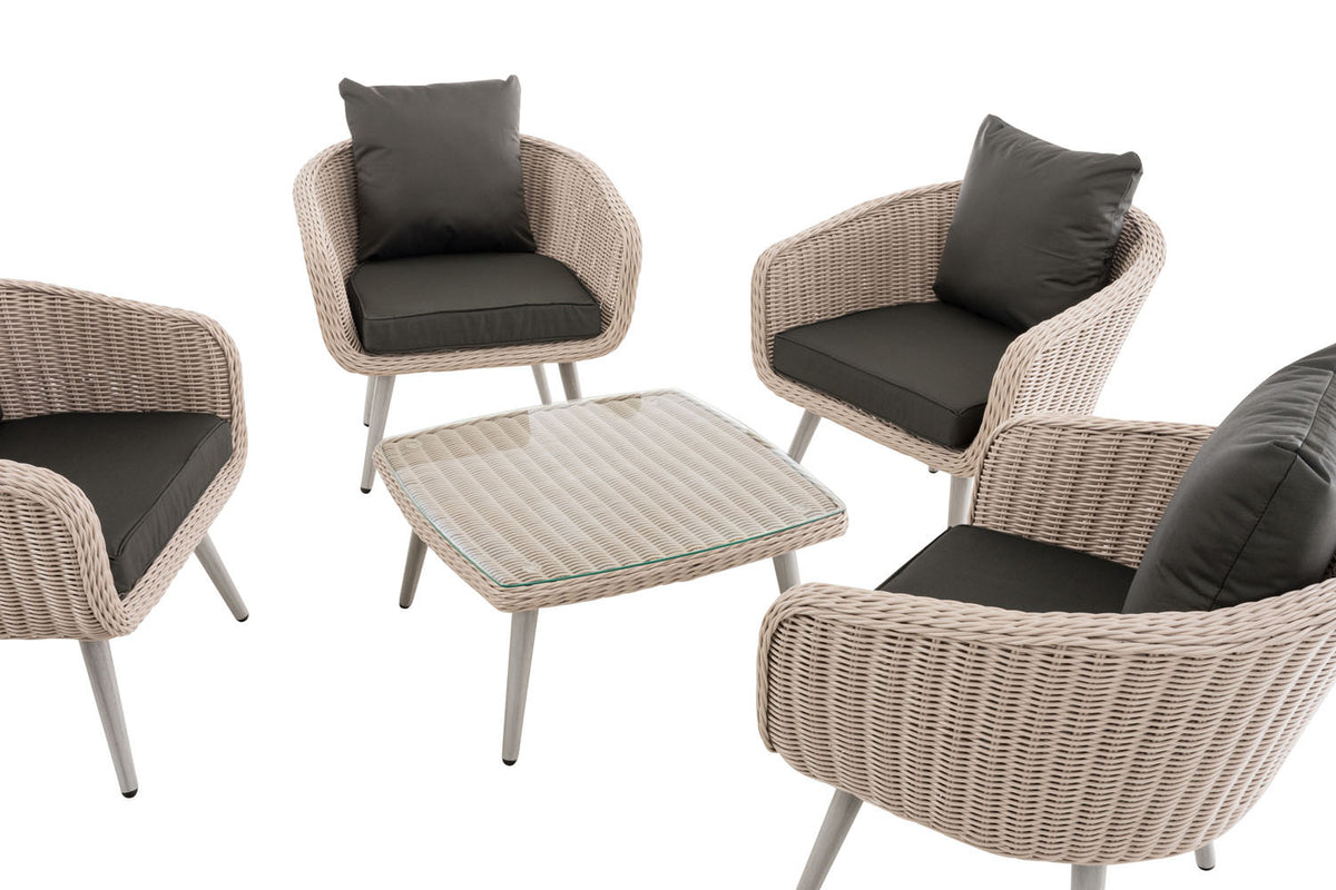 CLP Lounge-Set Ameland Rundrattan anthrazit 40 cm (Hellgrau) – Produktabbildung 3