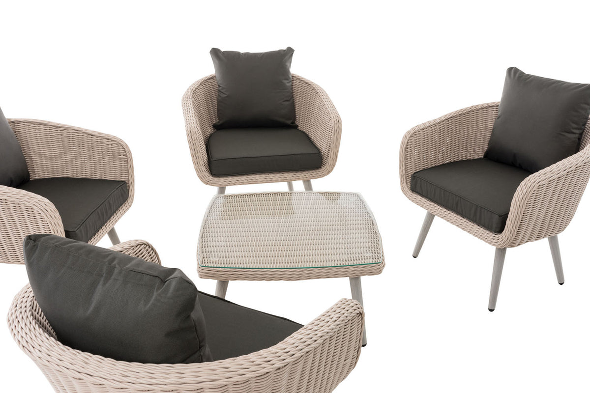 CLP Lounge-Set Ameland Rundrattan anthrazit 40 cm (Hellgrau) – Produktabbildung 4