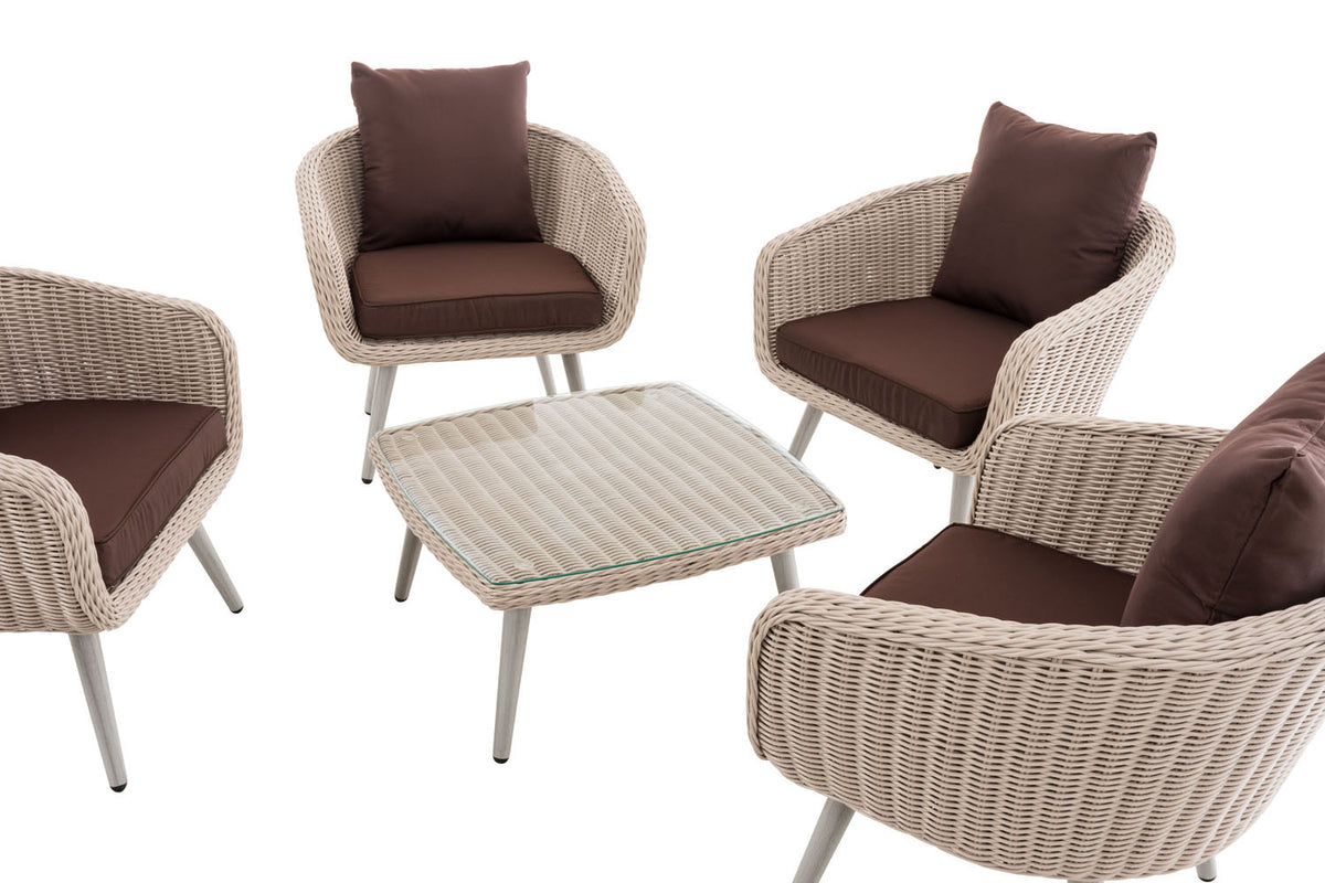 CLP Lounge-Set Ameland Rundrattan terrabraun 45 cm (Hellgrau) – Produktabbildung 3