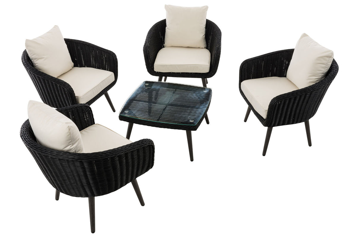 CLP Lounge-Set Ameland Rundrattan cremeweiß 40 cm (Dunkelgrau) – Produktabbildung 2