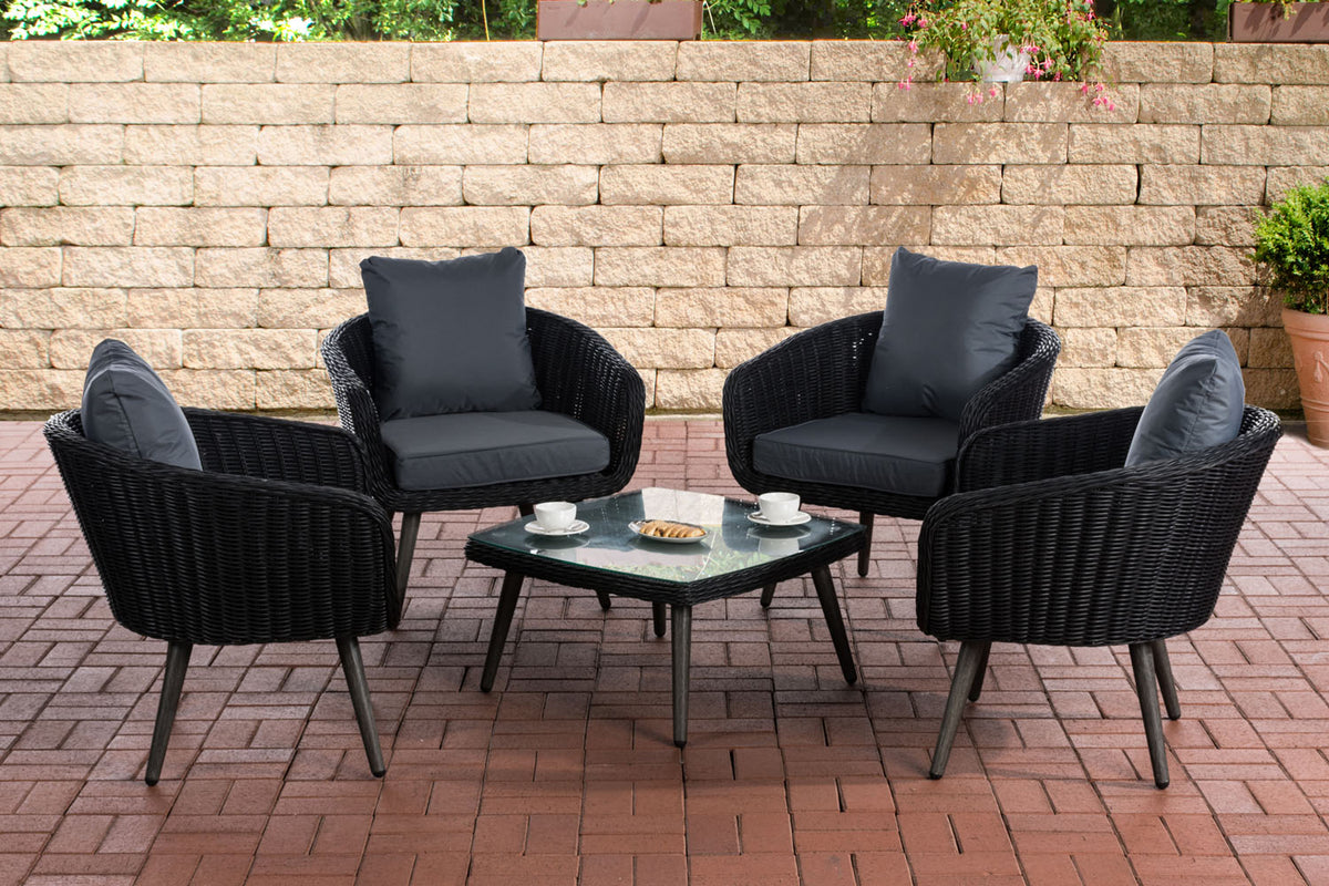 CLP Lounge-Set Ameland Rundrattan eisengrau 40 cm (Dunkelgrau)