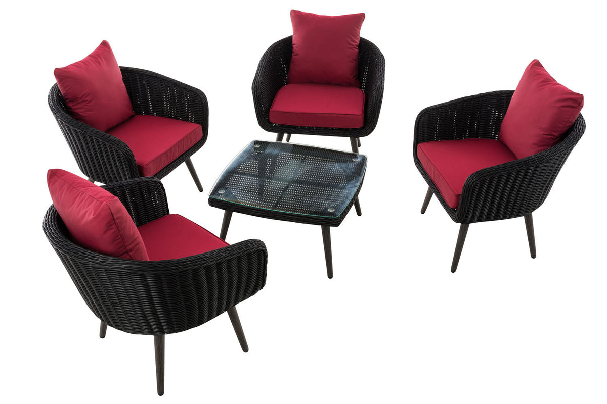 CLP Lounge-Set Ameland Rundrattan rubinrot 45 cm (Dunkelgrau) – Produktabbildung 2