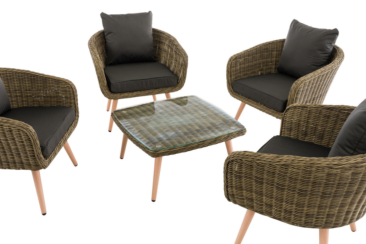CLP Lounge-Set Ameland Rundrattan anthrazit 45 cm (Hellbraun) – Produktabbildung 3