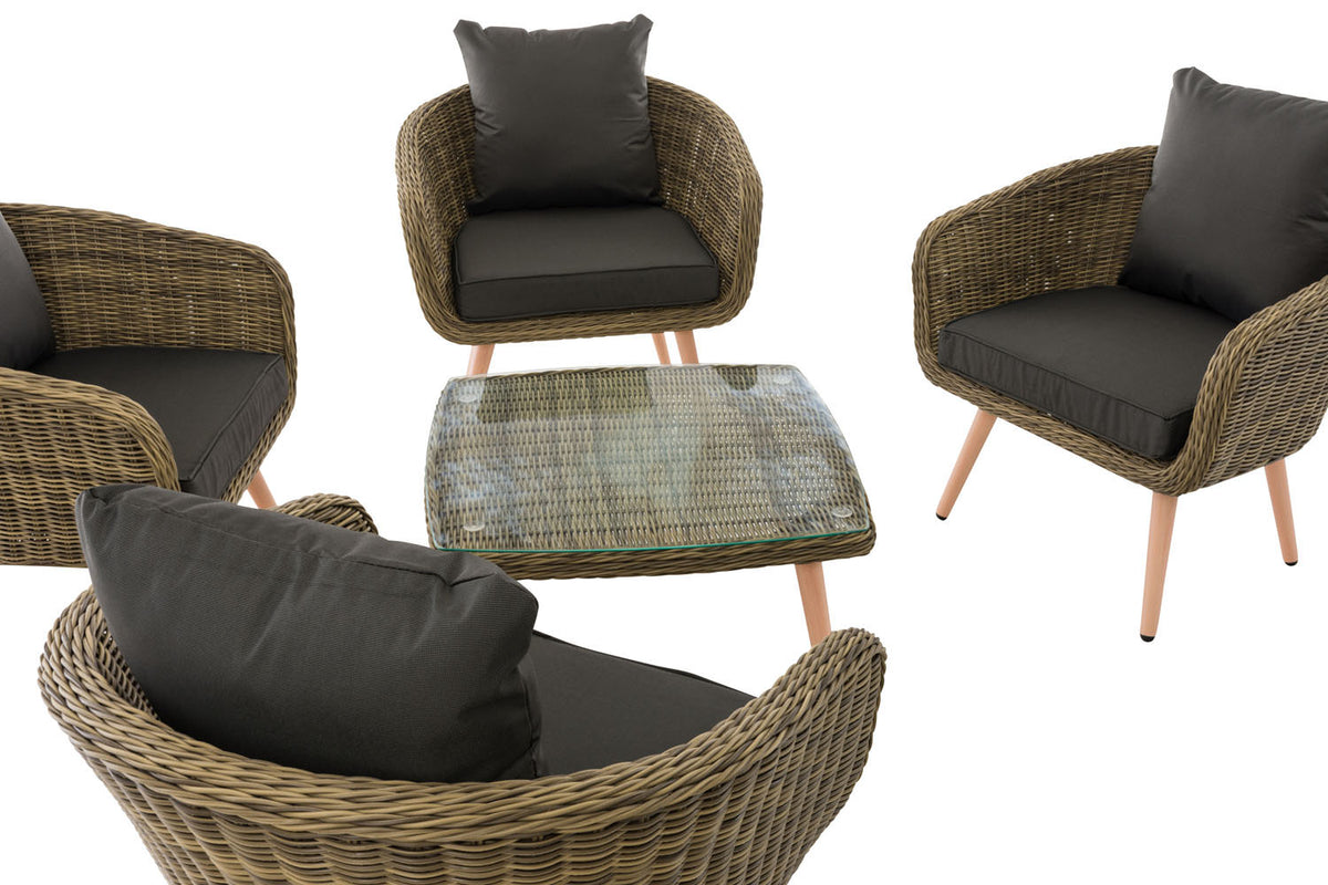 CLP Lounge-Set Ameland Rundrattan anthrazit 45 cm (Hellbraun) – Produktabbildung 4