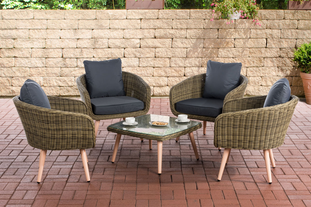 CLP Lounge-Set Ameland Rundrattan eisengrau 45 cm (Hellbraun)