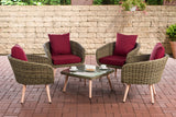 CLP Lounge-Set Ameland Rundrattan rubinrot 40 cm (Hellbraun)