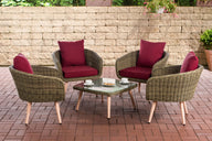 CLP Lounge-Set Ameland Rundrattan rubinrot 40 cm (Hellbraun)