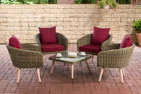 CLP Lounge-Set Ameland Rundrattan rubinrot 40 cm (Hellbraun)