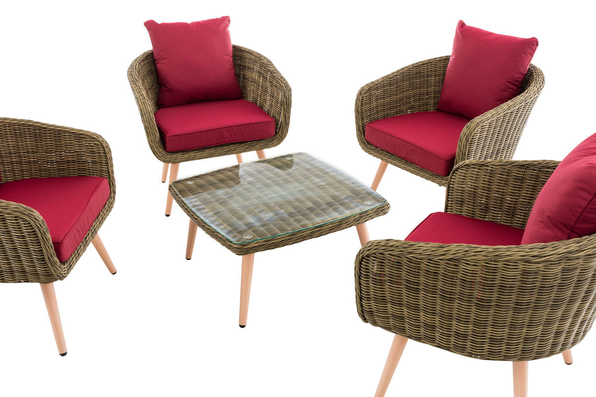 CLP Lounge-Set Ameland Rundrattan rubinrot 40 cm (Hellbraun) – Produktabbildung 3