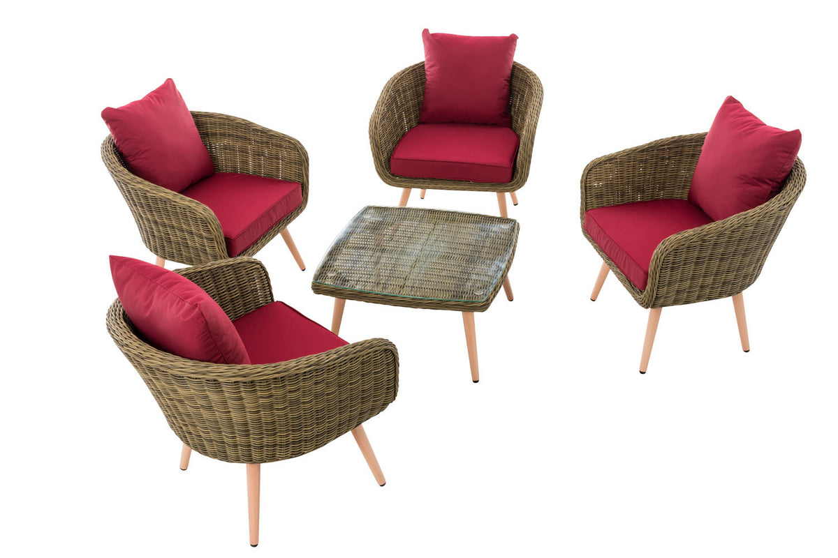 CLP Lounge-Set Ameland Rundrattan rubinrot 45 cm (Hellbraun) – Produktabbildung 2