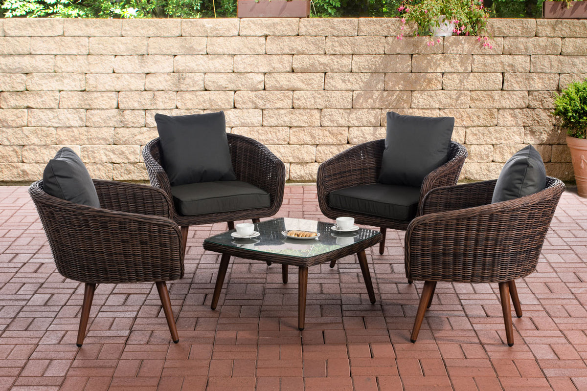 CLP Lounge-Set Ameland Rundrattan anthrazit 40 cm (Dunkelbraun)