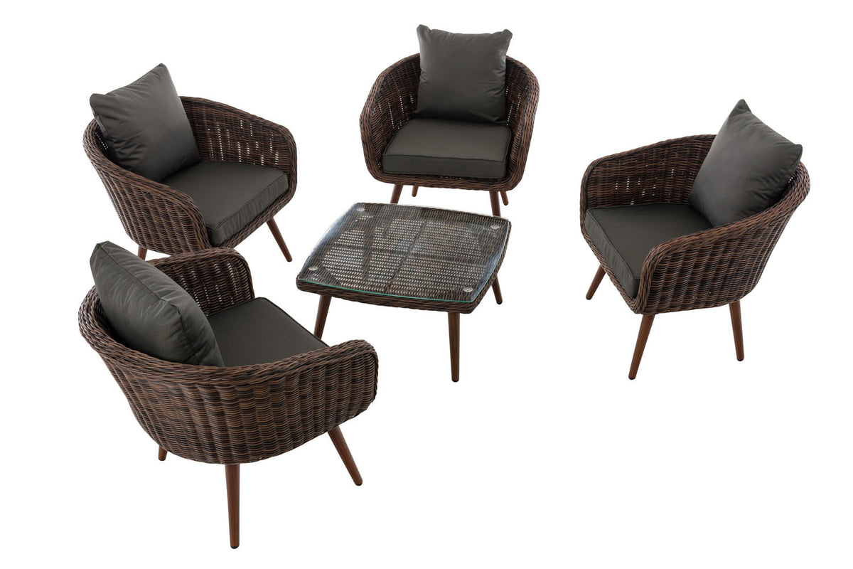 CLP Lounge-Set Ameland Rundrattan anthrazit 45 cm (Dunkelbraun) – Produktabbildung 2