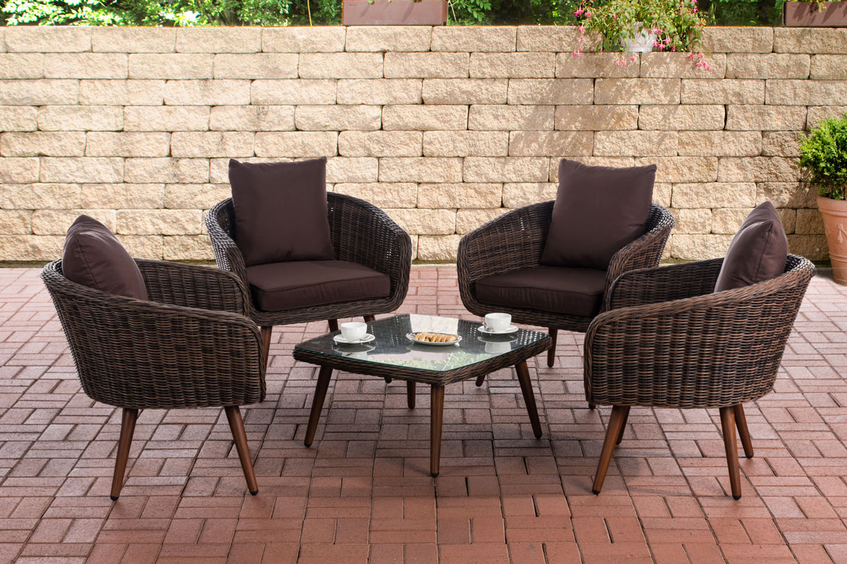 CLP Lounge-Set Ameland Rundrattan terrabraun 40 cm (Dunkelbraun)
