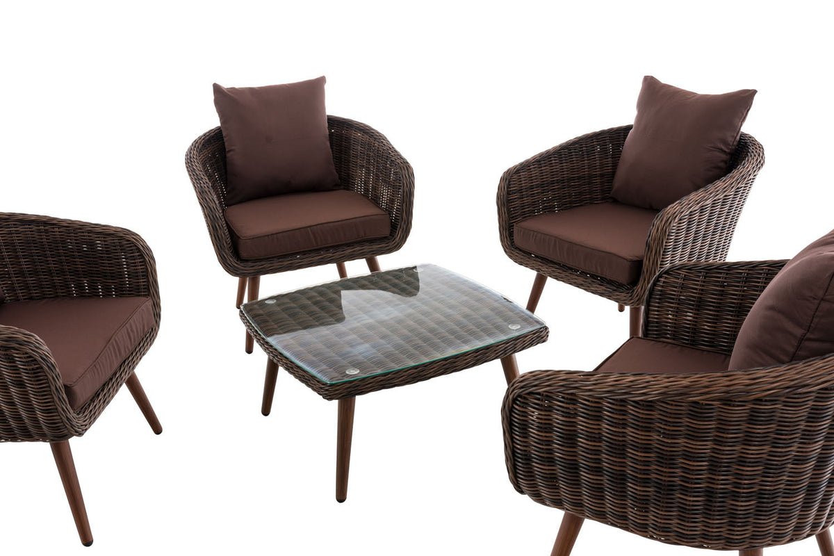 CLP Lounge-Set Ameland Rundrattan terrabraun 40 cm (Dunkelbraun) – Produktabbildung 2