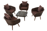 CLP Lounge-Set Ameland Rundrattan terrabraun 40 cm (Dunkelbraun) – Produktabbildung 3