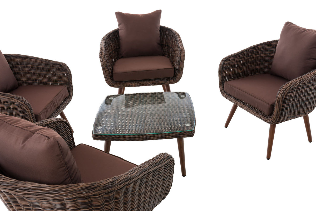 CLP Lounge-Set Ameland Rundrattan terrabraun 40 cm (Dunkelbraun) – Produktabbildung 4