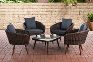 CLP Lounge-Set Ameland Rundrattan eisengrau 45 cm (Dunkelbraun)