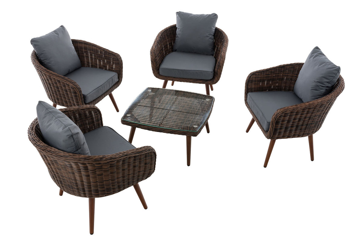 CLP Lounge-Set Ameland Rundrattan eisengrau 45 cm (Dunkelbraun) – Produktabbildung 2