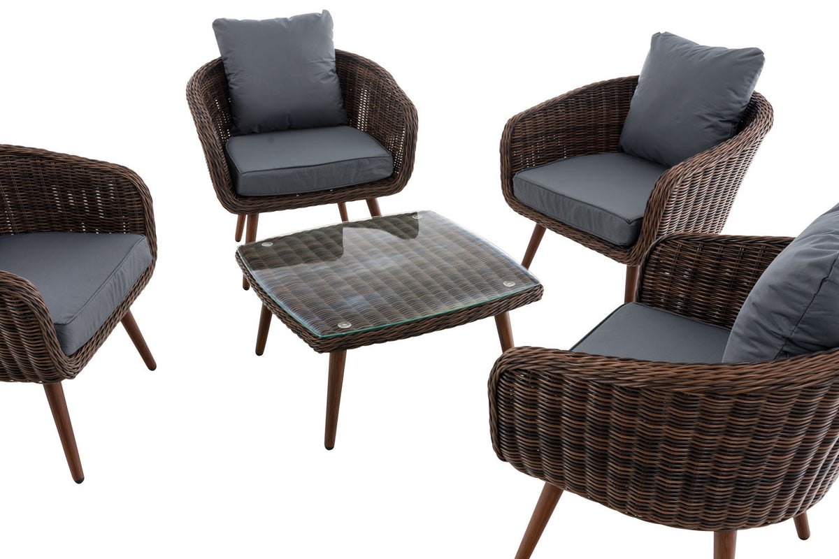 CLP Lounge-Set Ameland Rundrattan eisengrau 45 cm (Dunkelbraun) – Produktabbildung 3