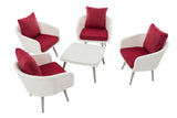CLP Lounge-Set Ameland Flachrattan rubinrot 40 cm (Hellgrau) – Produktabbildung 2