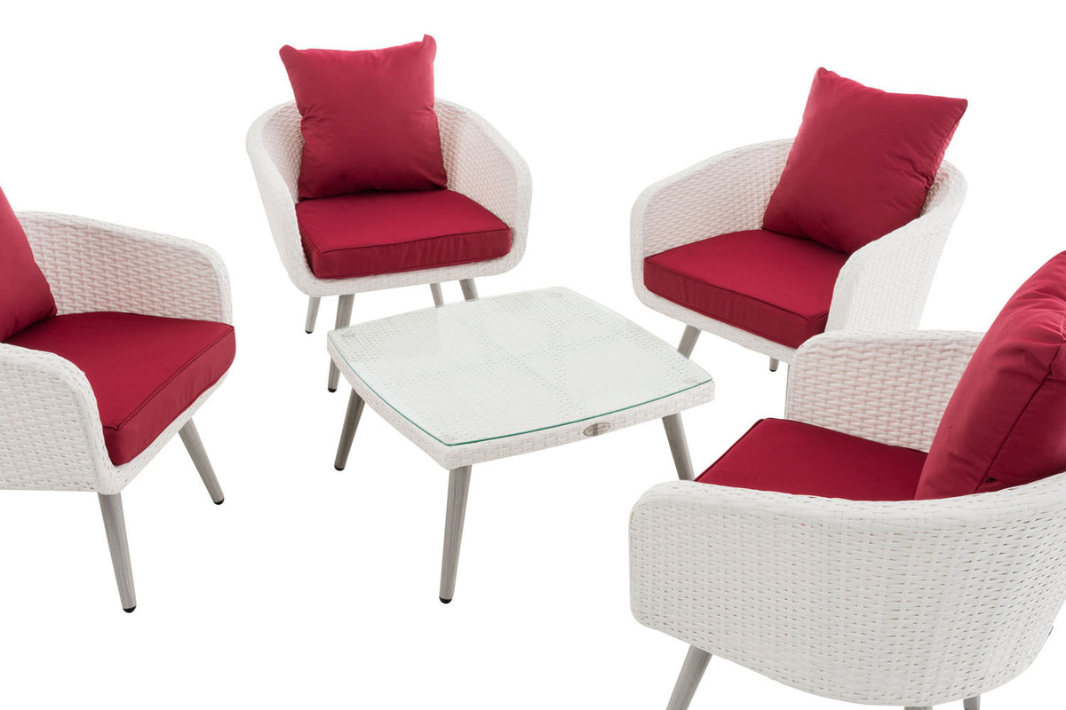 CLP Lounge-Set Ameland Flachrattan rubinrot 40 cm (Hellgrau) – Produktabbildung 3