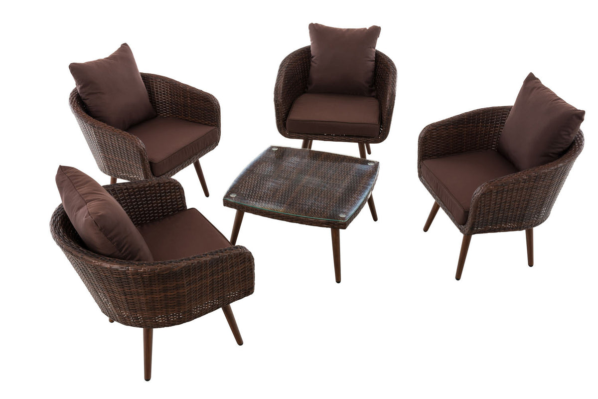 CLP Lounge-Set Ameland Flachrattan terrabraun 45 cm (Dunkelbraun) – Produktabbildung 2