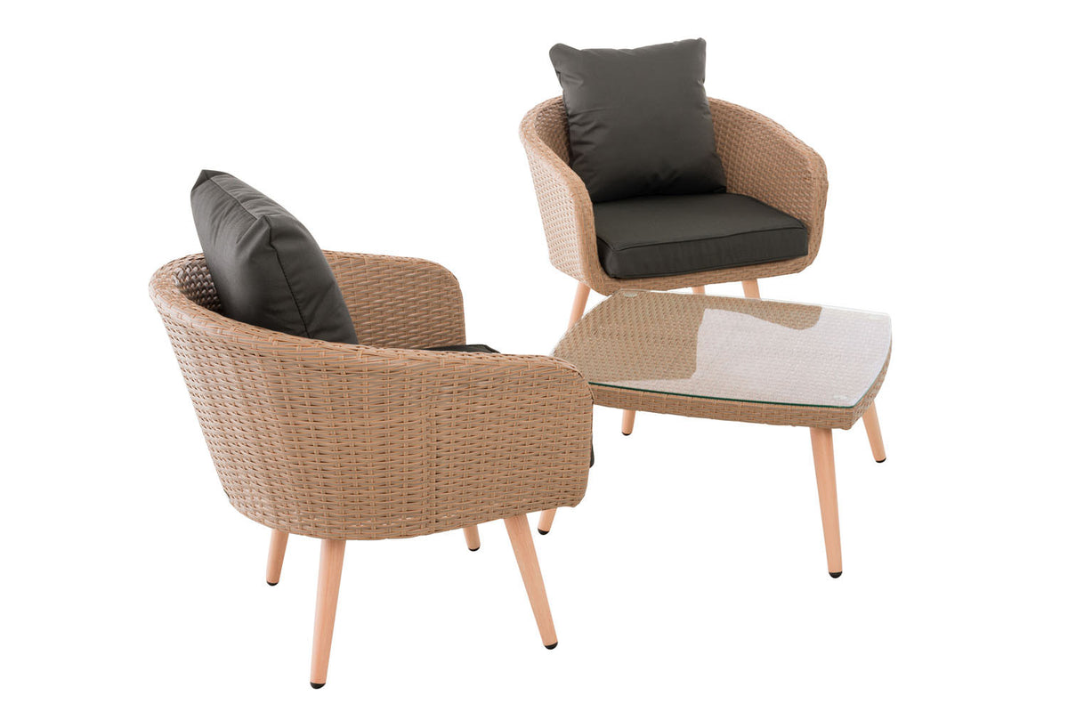 CLP Balkon-Set Ameland Flachrattan anthrazit 40 cm (Hellbraun) – Produktabbildung 4