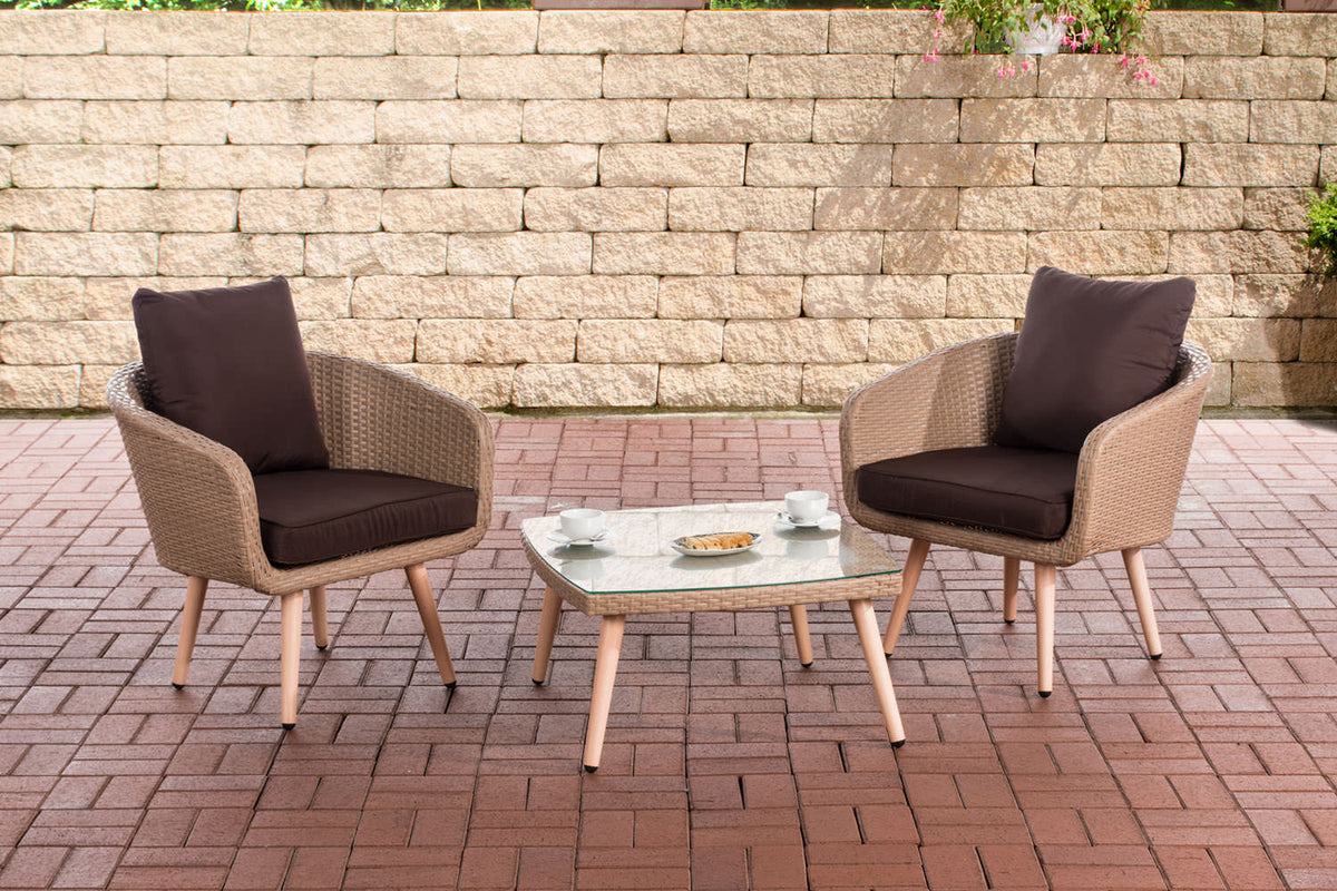 CLP Balkon-Set Ameland Flachrattan terrabraun 40 cm (Hellbraun)