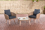 CLP Balkon-Set Ameland Flachrattan eisengrau 40 cm (Hellbraun)