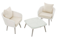 CLP Balkon-Set Ameland Flachrattan cremeweiß 40 cm (Hellgrau) – Produktabbildung 2