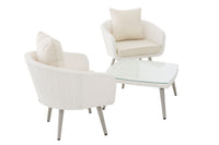 CLP Balkon-Set Ameland Flachrattan cremeweiß 40 cm (Hellgrau) – Produktabbildung 4