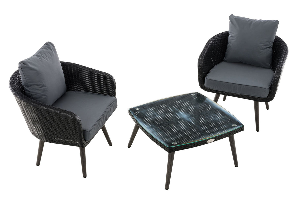 CLP Balkon-Set Ameland Flachrattan eisengrau 40 cm (Dunkelgrau) – Produktabbildung 2