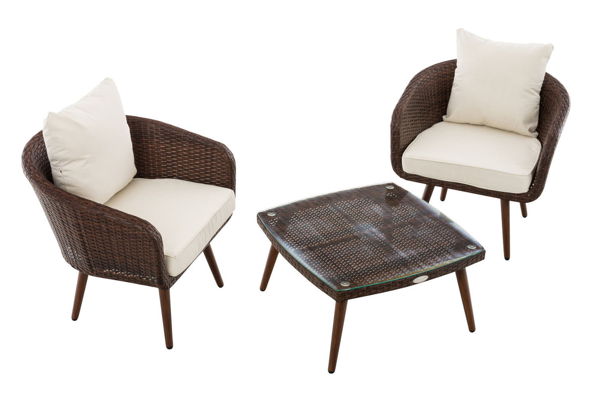 CLP Balkon-Set Ameland Flachrattan cremeweiß 40 cm (Dunkelbraun) – Produktabbildung 2