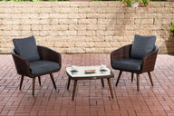 CLP Balkon-Set Ameland Flachrattan eisengrau 40 cm (Dunkelbraun)