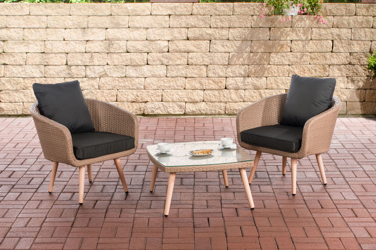 CLP Balkon-Set Ameland Flachrattan anthrazit 45 cm (Hellbraun)