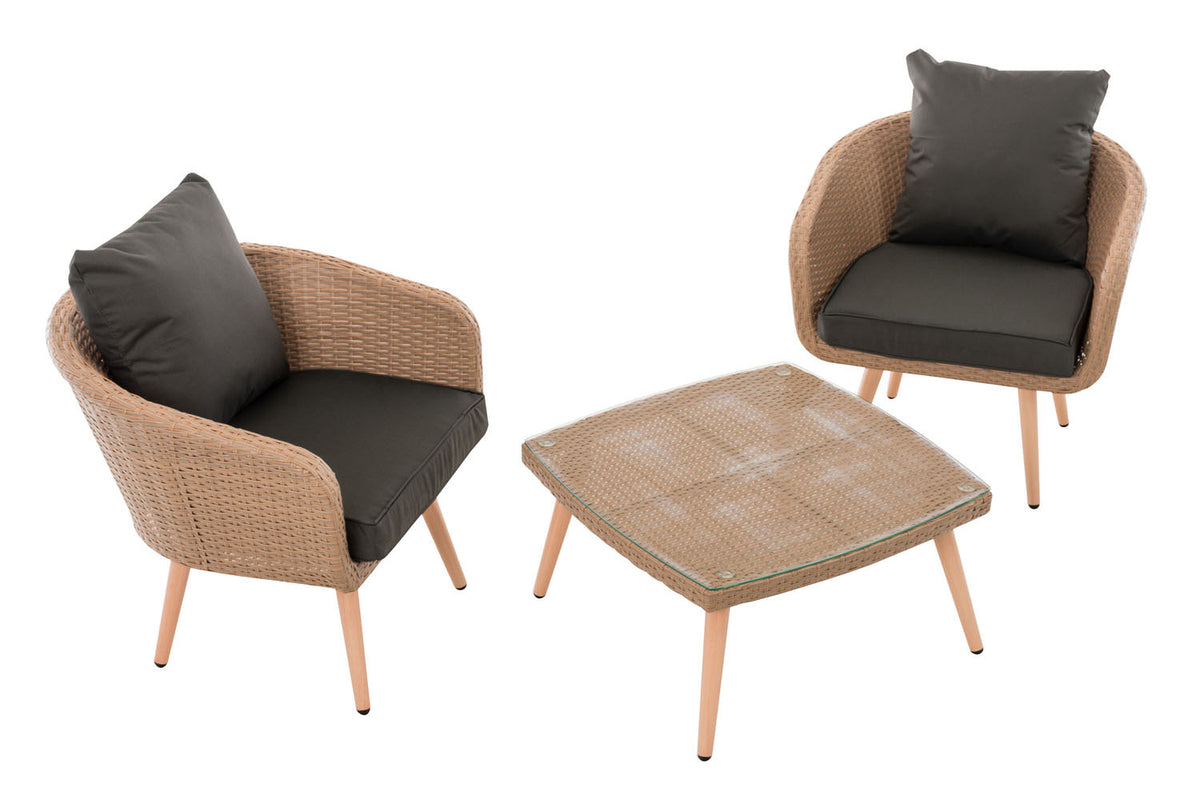 CLP Balkon-Set Ameland Flachrattan anthrazit 45 cm (Hellbraun) – Produktabbildung 2