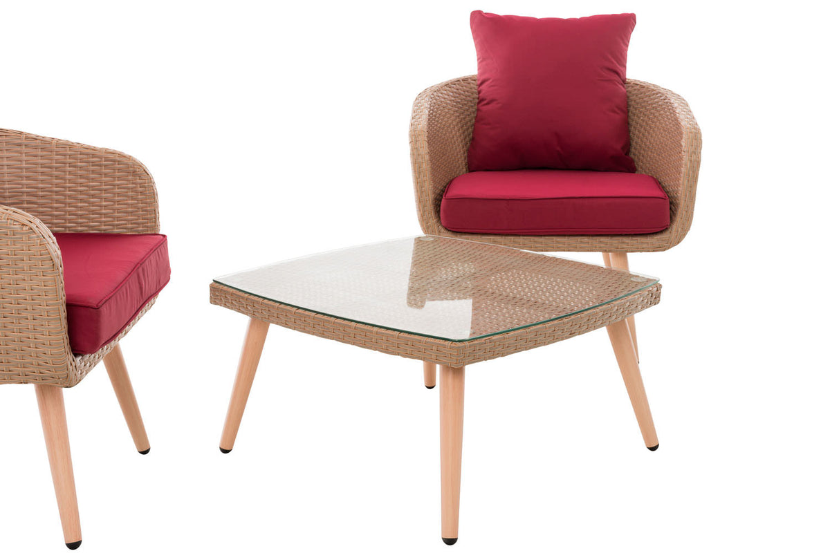 CLP Balkon-Set Ameland Flachrattan rubinrot 45 cm (Hellbraun) – Produktabbildung 3