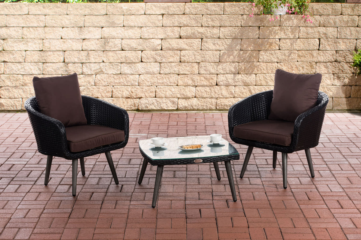 CLP Balkon-Set Ameland Flachrattan terrabraun 45 cm (Dunkelgrau)