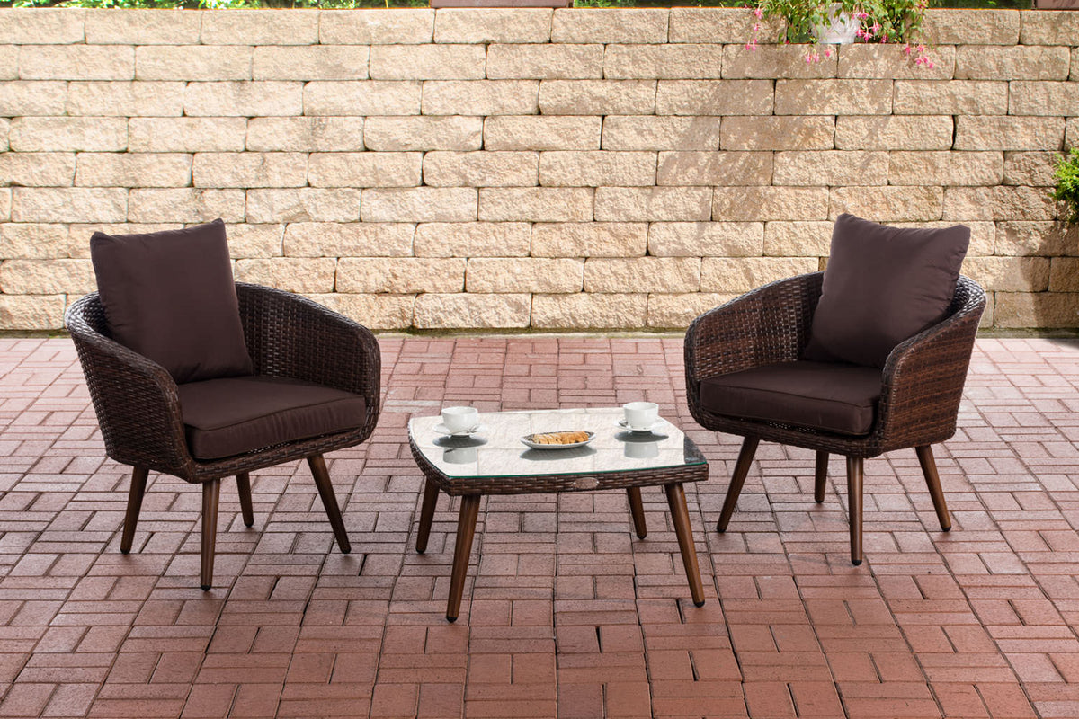 CLP Balkon-Set Ameland Flachrattan terrabraun 45 cm (Dunkelbraun)