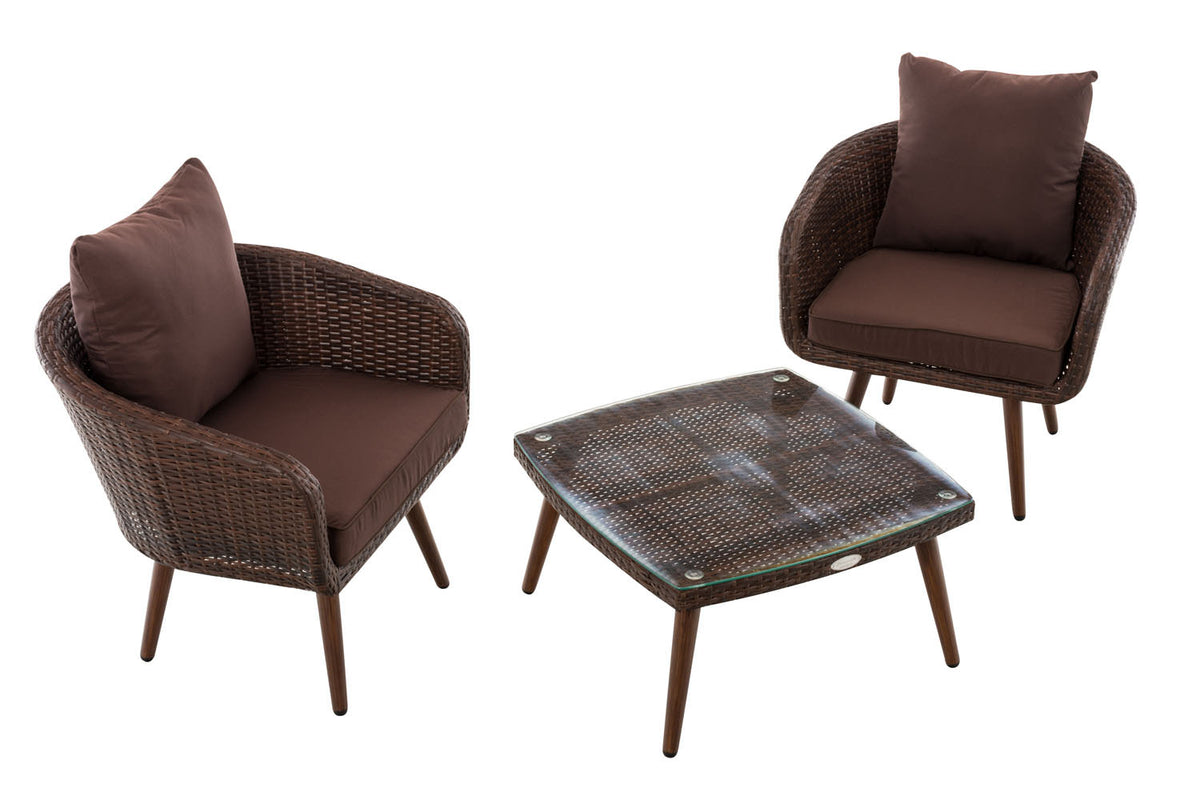 CLP Balkon-Set Ameland Flachrattan terrabraun 45 cm (Dunkelbraun) – Produktabbildung 2