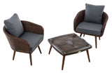 CLP Balkon-Set Ameland Flachrattan eisengrau 45 cm (Dunkelbraun) – Produktabbildung 2