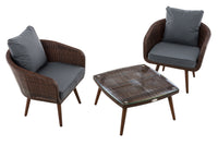 CLP Balkon-Set Ameland Flachrattan eisengrau 45 cm (Dunkelbraun) – Produktabbildung 2