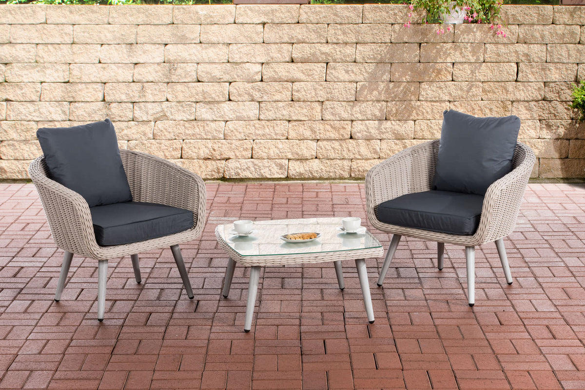 CLP Balkon-Set Ameland Rundrattan eisengrau 40 cm (Hellgrau)