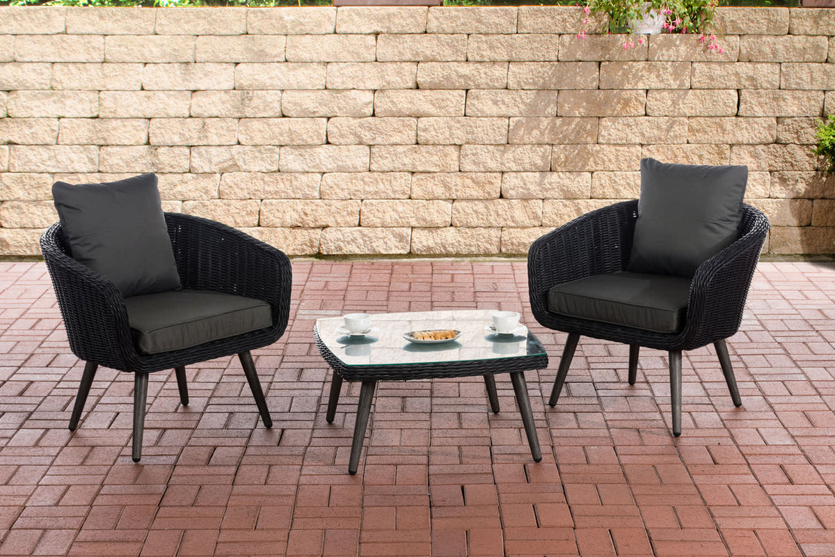 CLP Balkon-Set Ameland Rundrattan anthrazit 40 cm (Dunkelgrau)