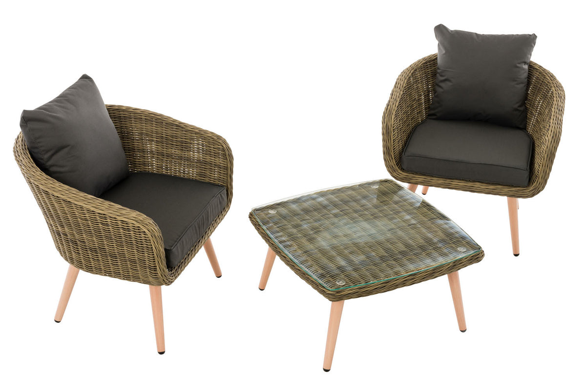 CLP Balkon-Set Ameland Rundrattan anthrazit 40 cm (Hellbraun) – Produktabbildung 2