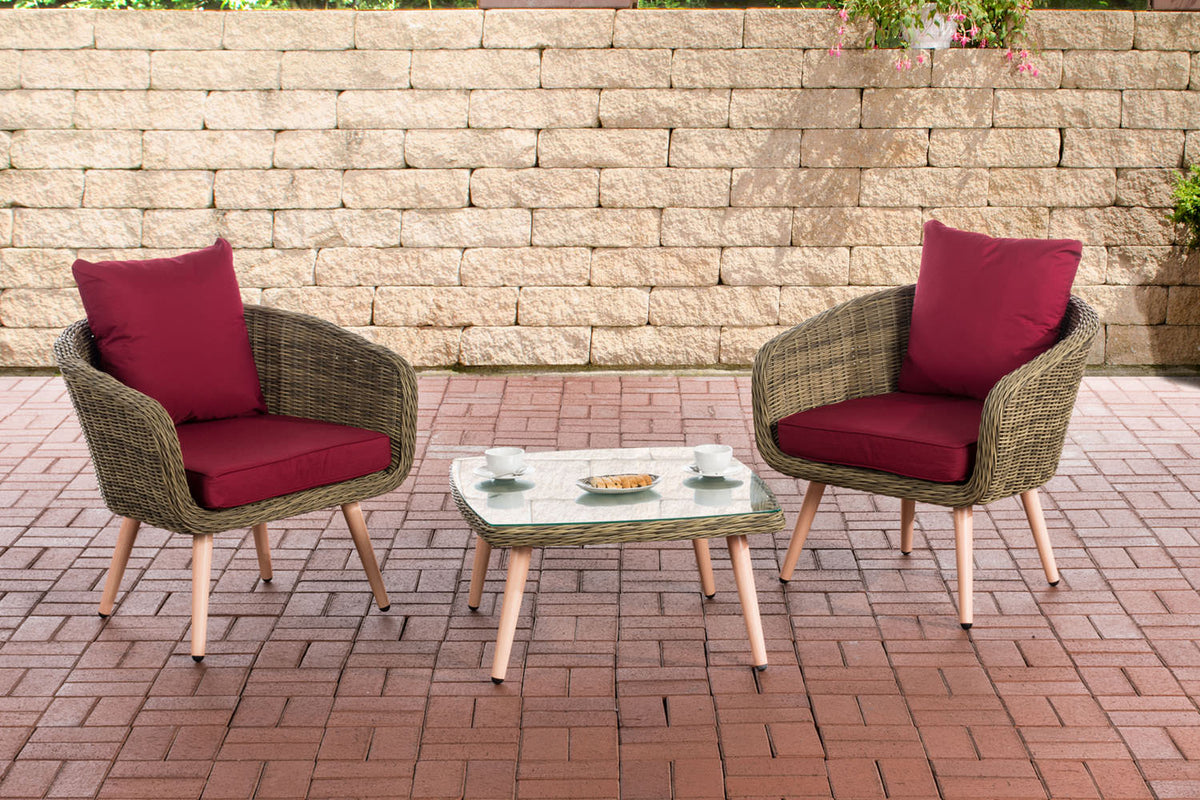 CLP Balkon-Set Ameland Rundrattan rubinrot 40 cm (Hellbraun)