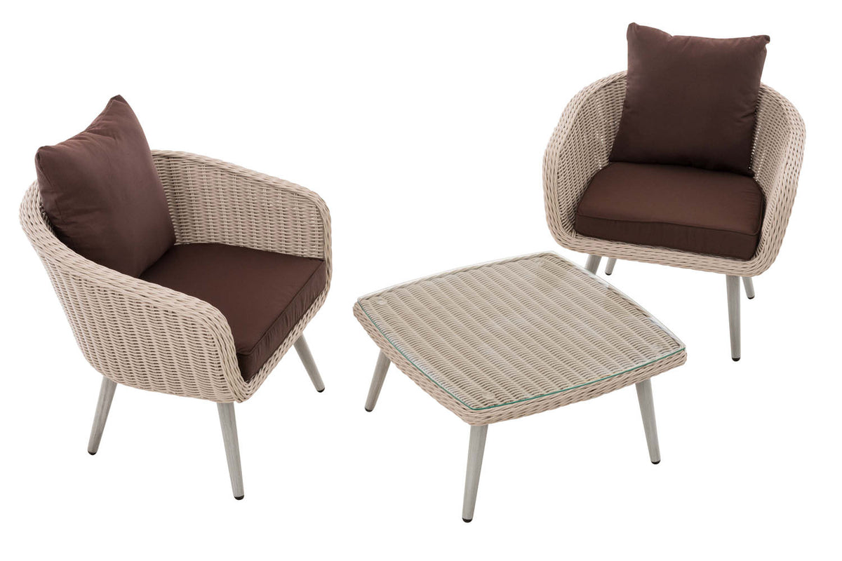CLP Balkon-Set Ameland Rundrattan terrabraun 45 cm (Hellgrau) – Produktabbildung 2